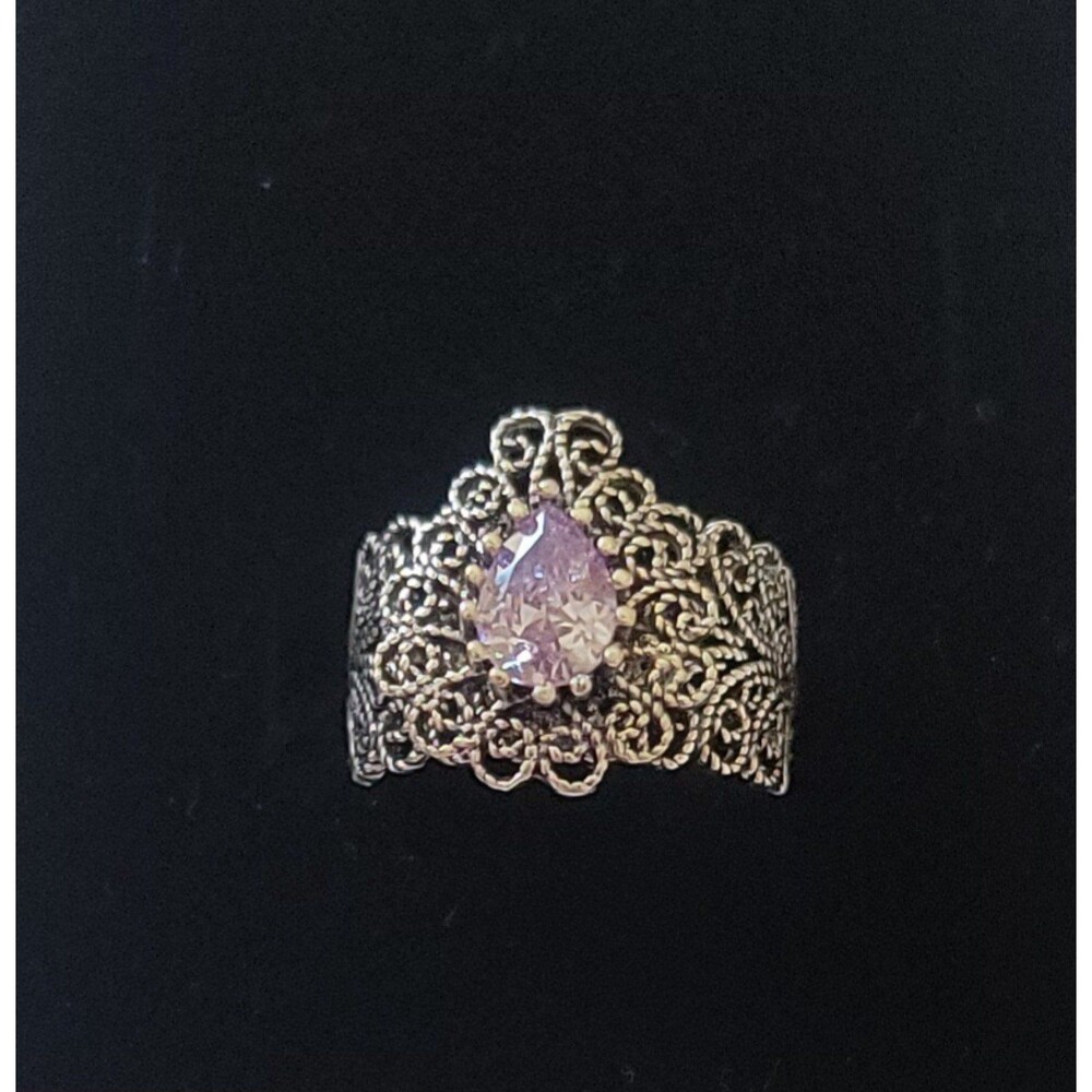 925 Sterling Silver Turkish Filigree Wedding Ring Jewelr for Women, HandmadeGift - Picture 3 of 6